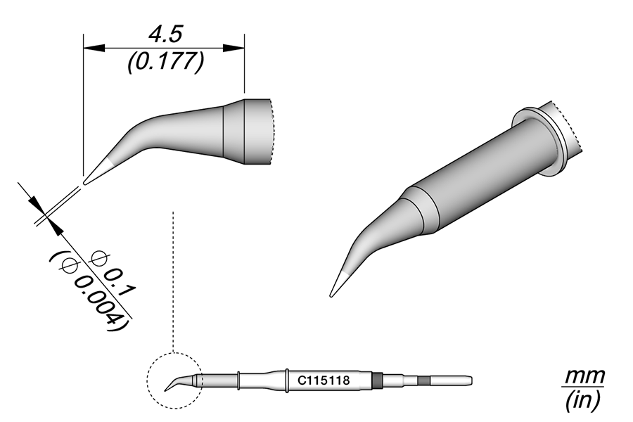 C115118 - Conical Bent Cartridge Ø 0.1